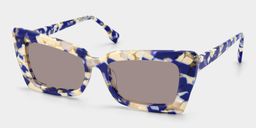 Newell Blue-Floral Rectangulaire lunettes de soleil2