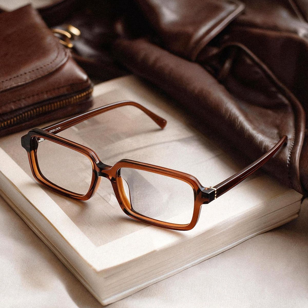 Danielle Lunettes rectangulaires en acétate marron0