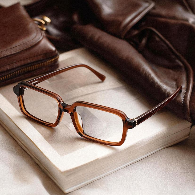 Danielle Marron Rectangulaire lunettes