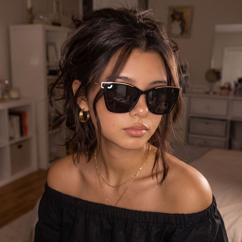 Krystle Noir Carré lunettes de soleil