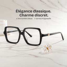 Elena noire Carré lunettes0