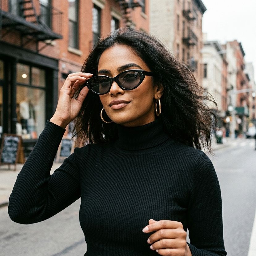 Raine Noir Cat-eye lunettes de soleil