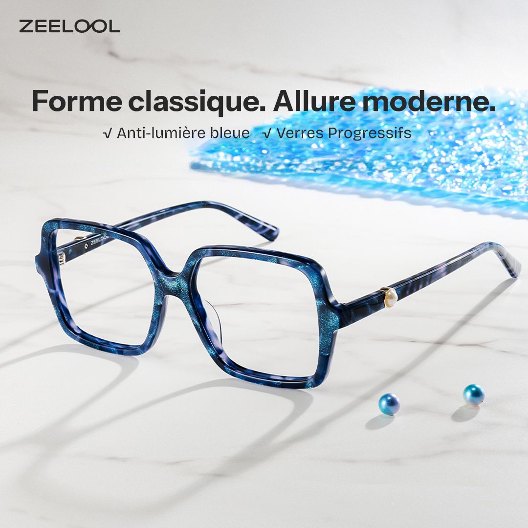 Acheter des lunettes carrées Elena tortue bleue | ZEELOOL0