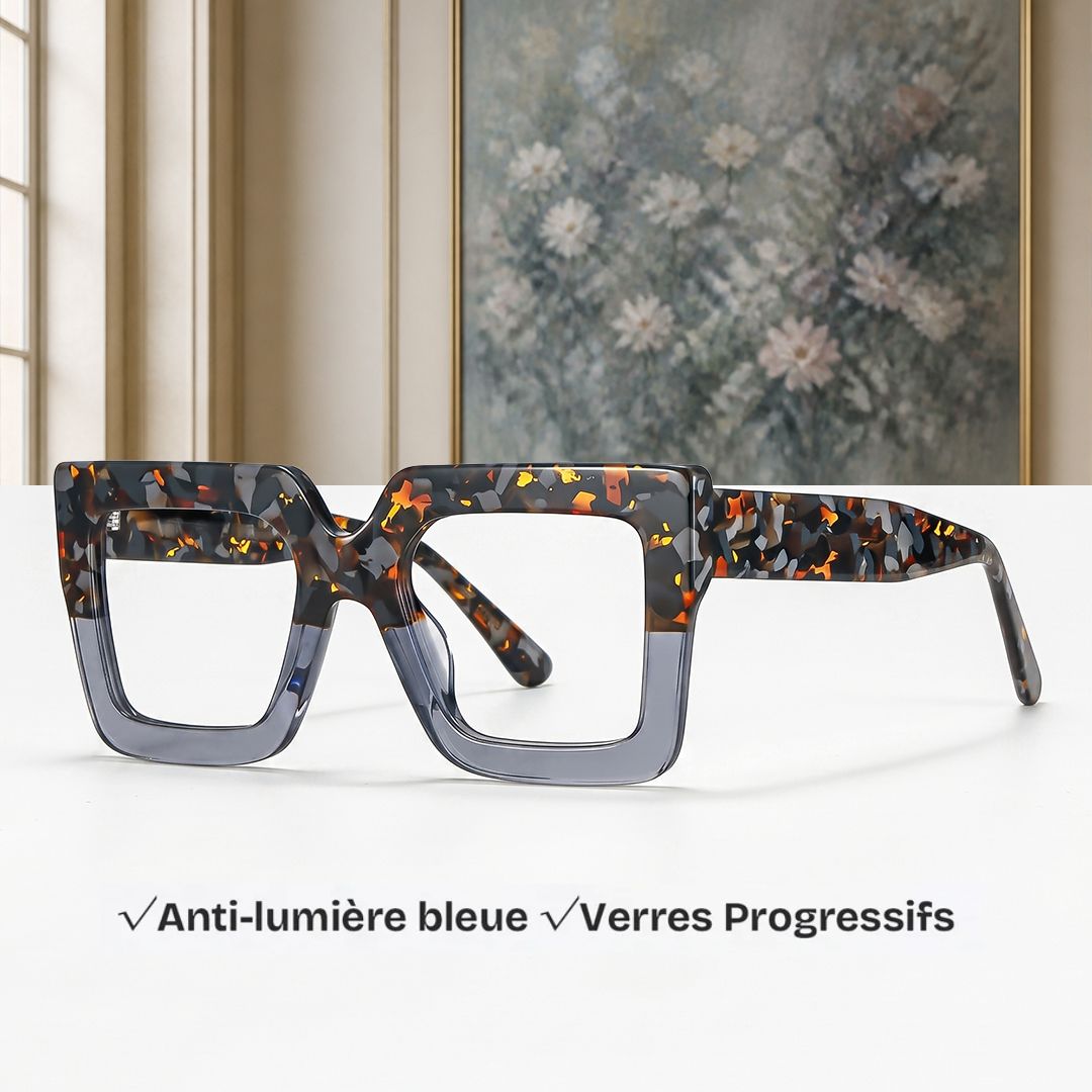 Brandon Gris Floral Carré Lunettes0