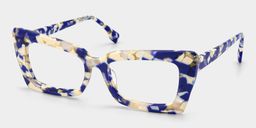 Newell Blue-Floral Rectangulaire lunettes3