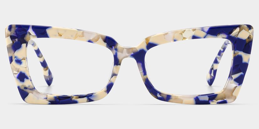 Newell Blue-Floral Rectangulaire lunettes
