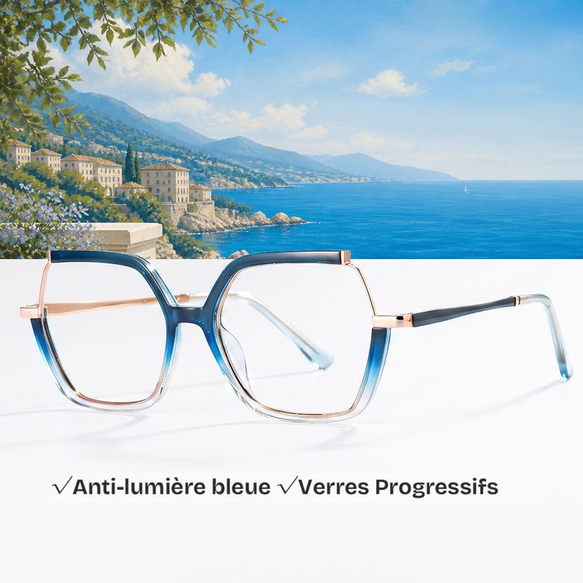 Alexia Bleu Carré lunettes