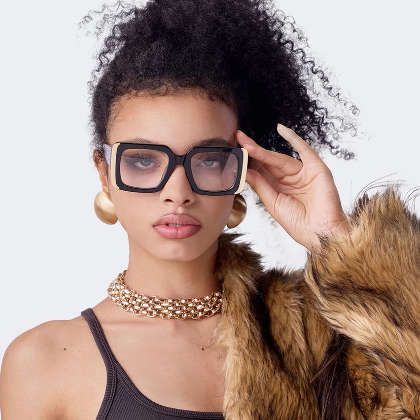 Jesse Noir Rectangulaire lunettes