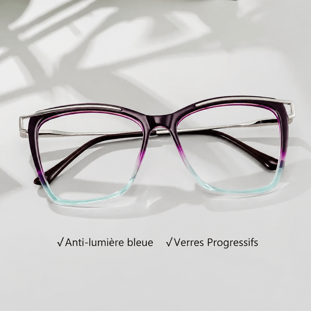 Monture de lunettes Krystle carrée bleu-violet | ZEELOOL0