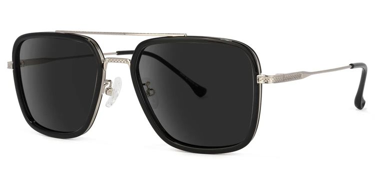 Nayeli Noir-Argent Aviateur lunettes de soleil