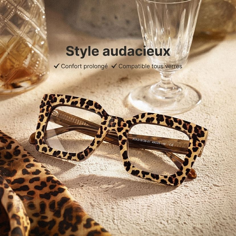 Megan Imprimé léopard Carré lunettes