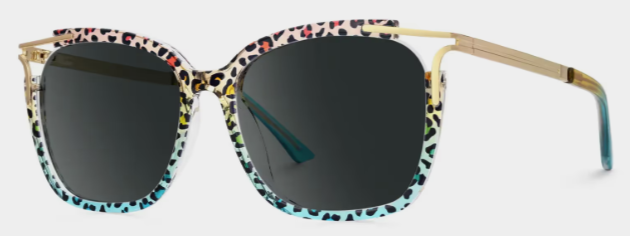 Sidibe Square Léopard Bleu Lunettes de soleil pour Femmes et Hommes | ZEELOOL FR1