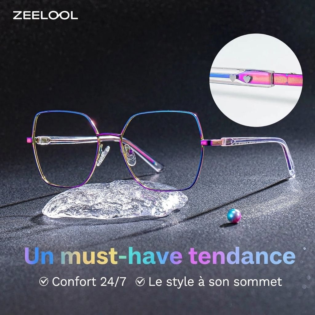 Lunettes irisées pour femmes avec branches transparentes0