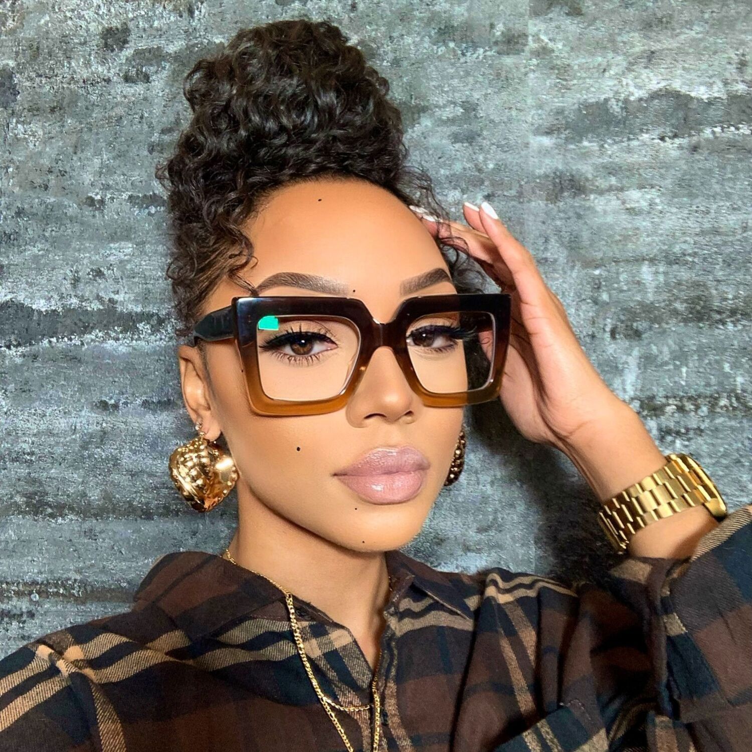 Brandon Marron Carré Lunettes8