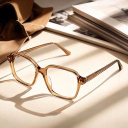 Clementine Marron Transparent Carré lunettes0