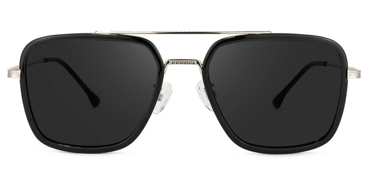 Nayeli Noir-Argent Aviateur lunettes de soleil