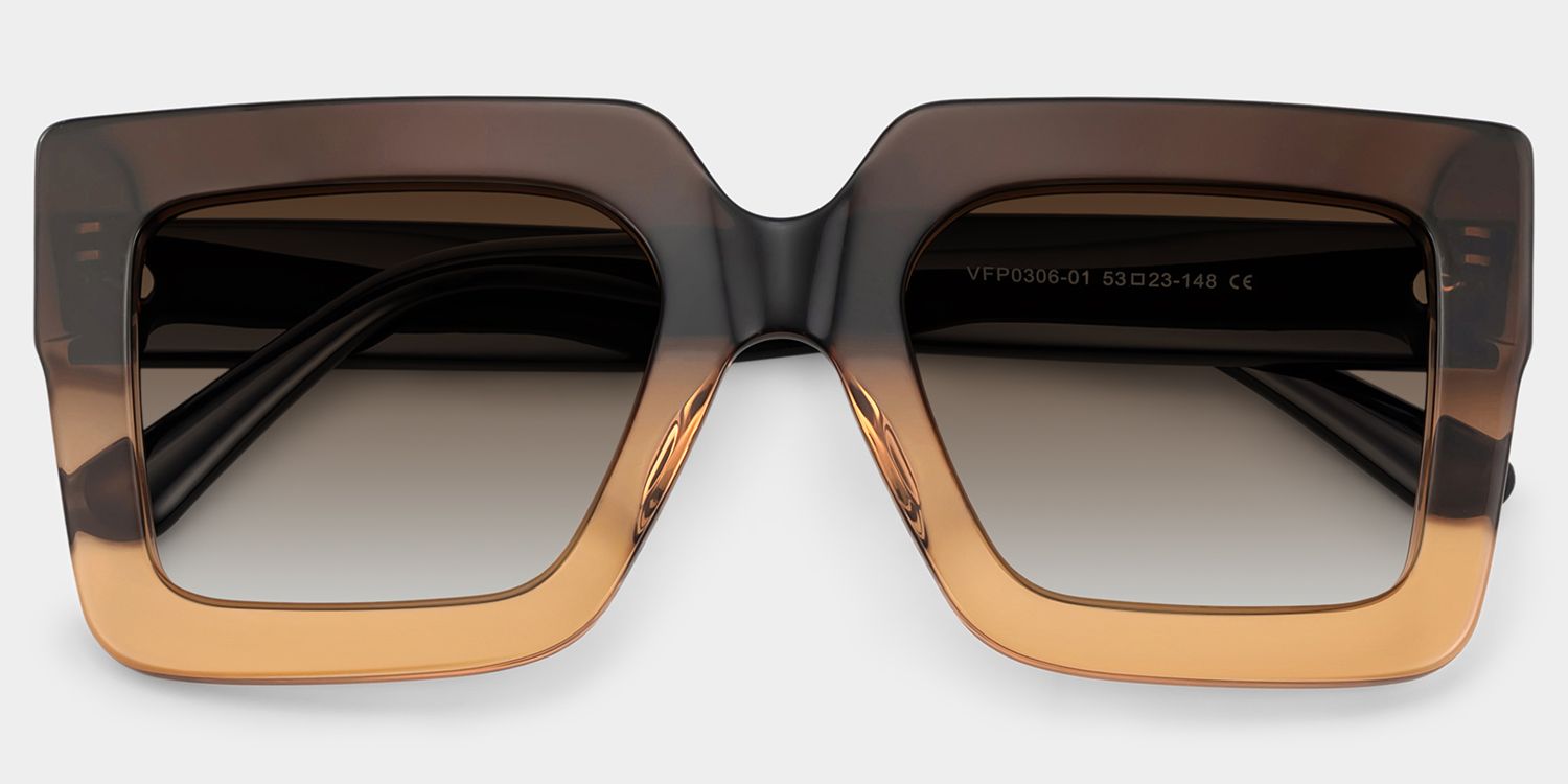 Brandon Square Marron Lunettes de soleil à Monture en Ligne | ZEELOOL FR1