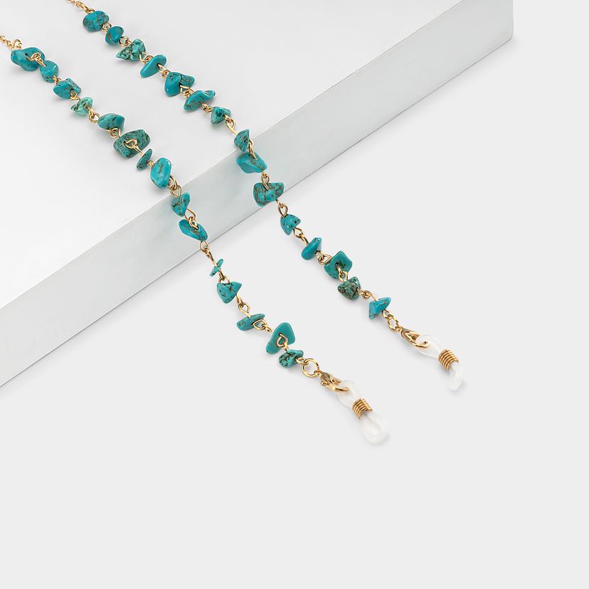 Chaînes de lunettes élégantes en pierre bleu paon