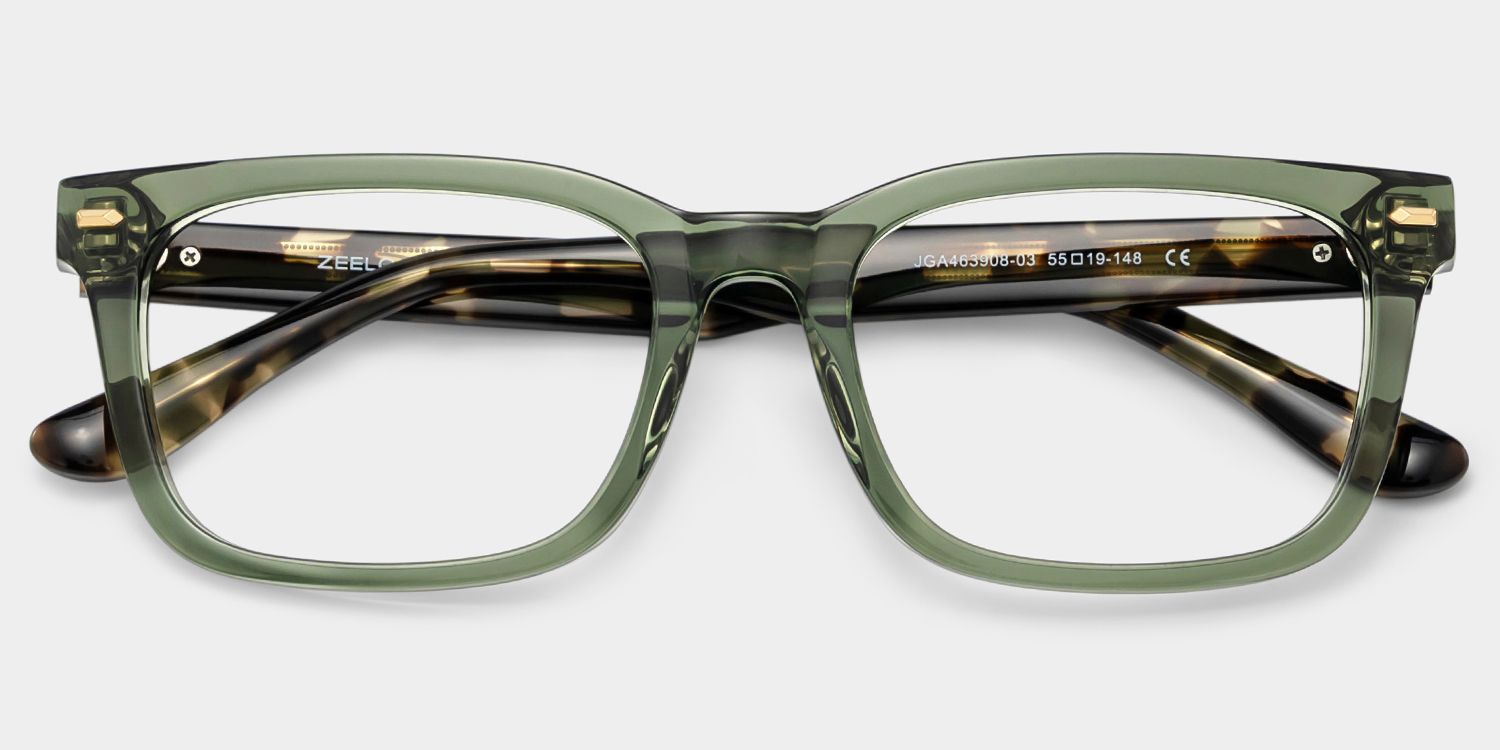 Patrick Lunettes rectangulaires vertes1