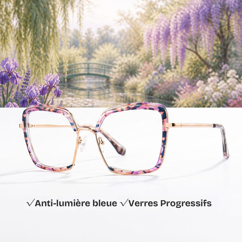 Cordaro Violet-Floral Carré lunettes