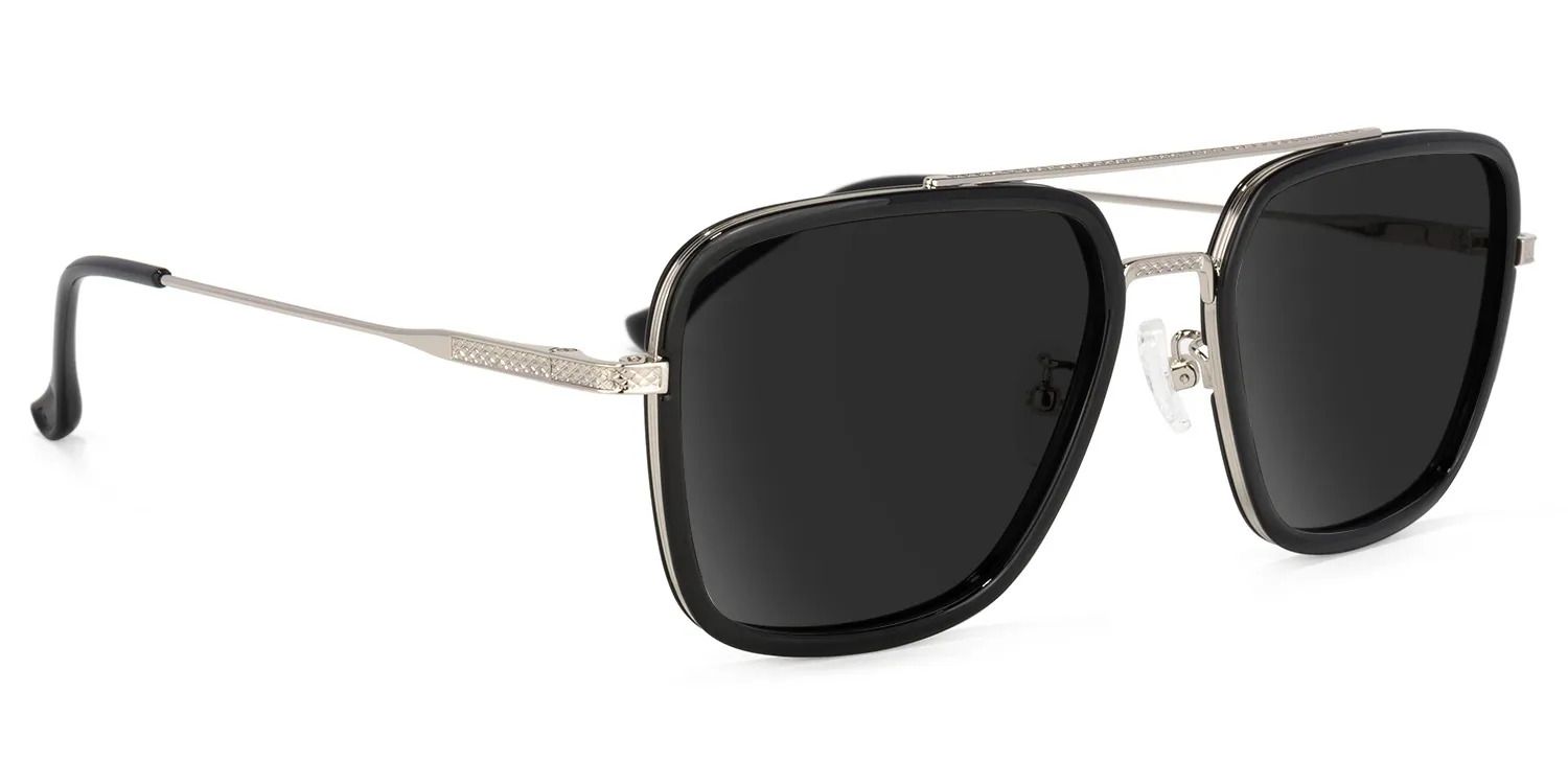 Nayeli Aviator Noir-Argent Lunettes de soleil à Monture en Ligne | ZEELOOL FR2