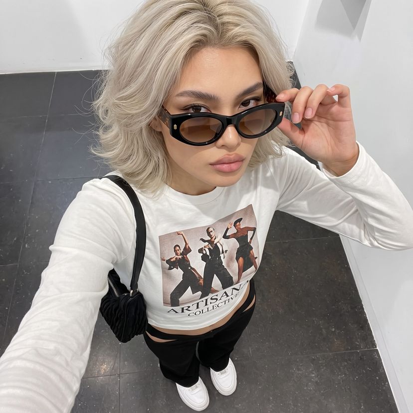 Reina Noir Géométrique lunettes de soleil