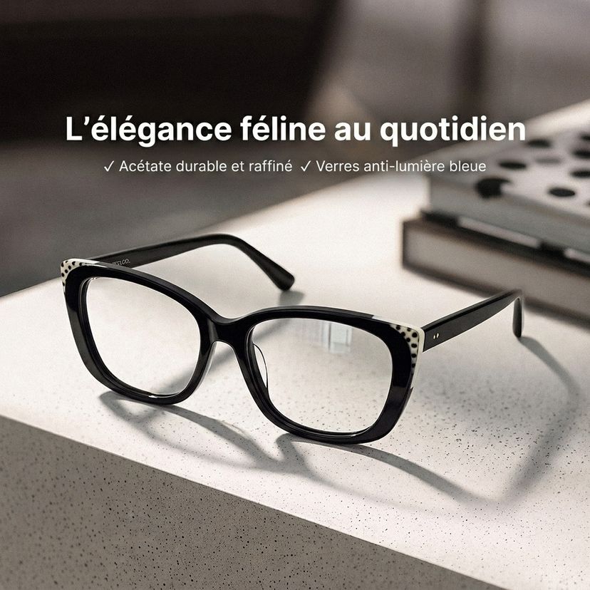 Madeline Noir Cat-eye lunettes