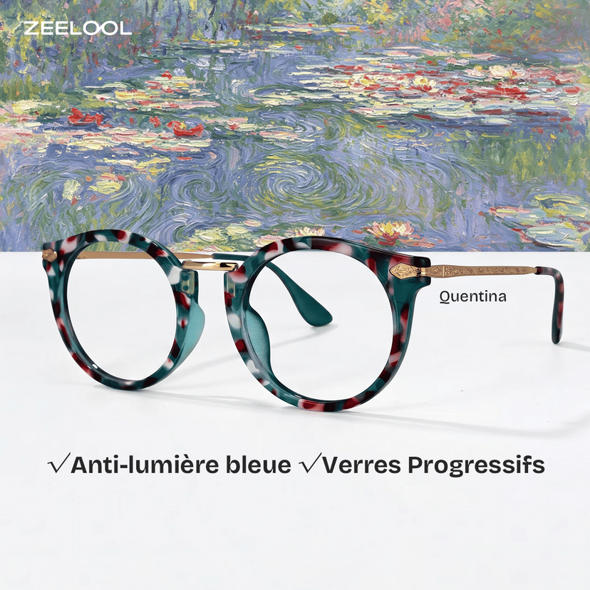 Quentina Bleu Ronde lunettes