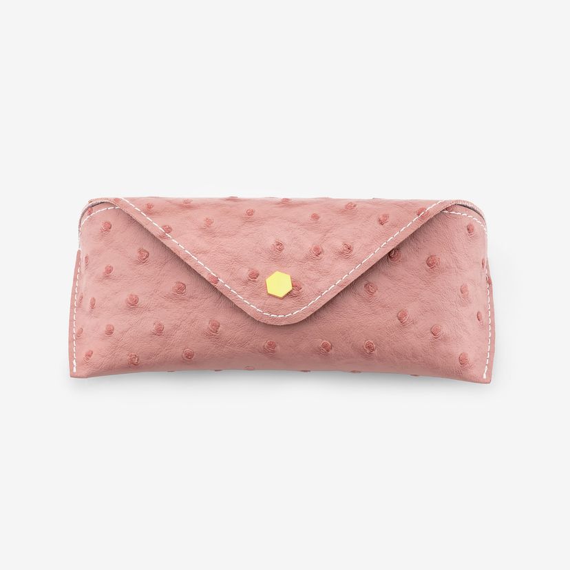 Nécessaire de Lunettes Rose à Motif Autruche