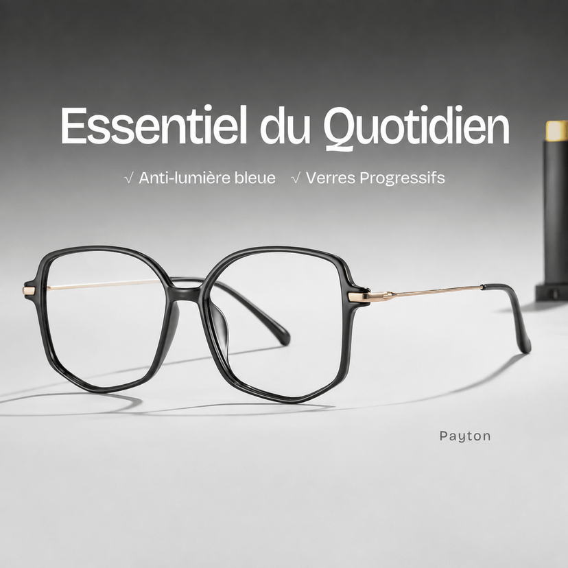 Payton Noir Géométrique lunettes