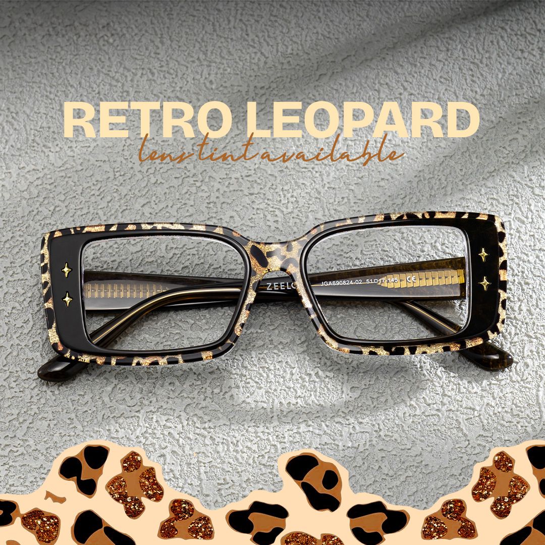 Gleam Rectangulaire Léopard Lunettes0