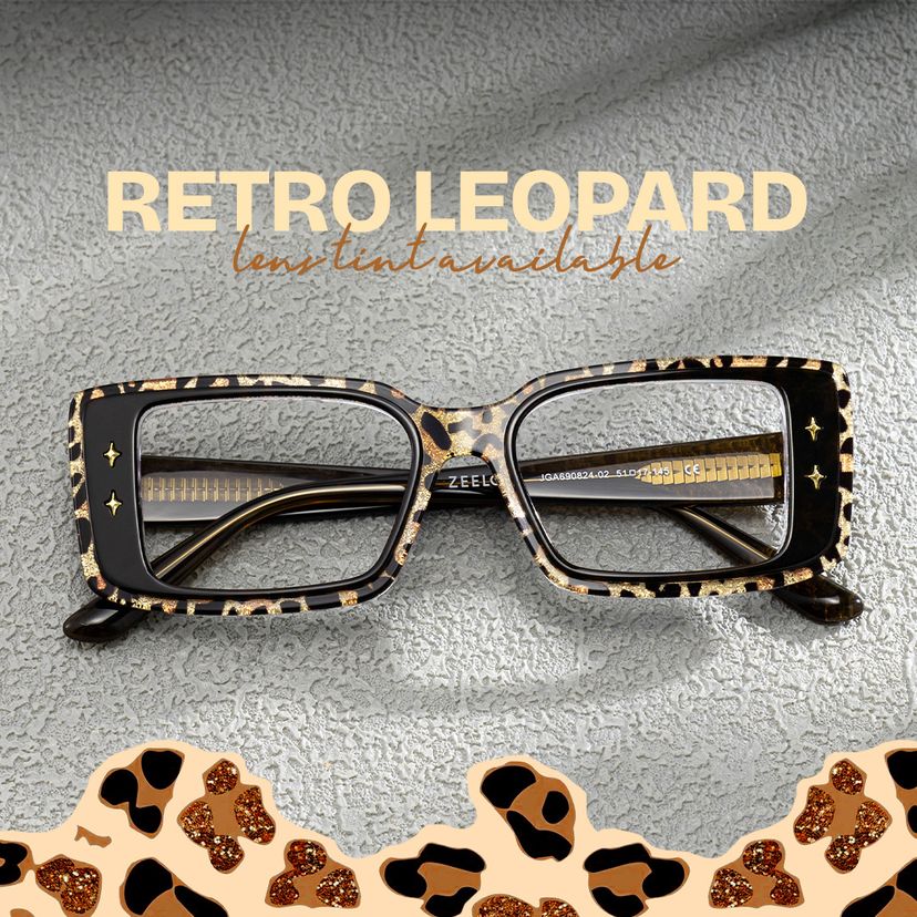 Gleam Léopard Rectangulaire lunettes