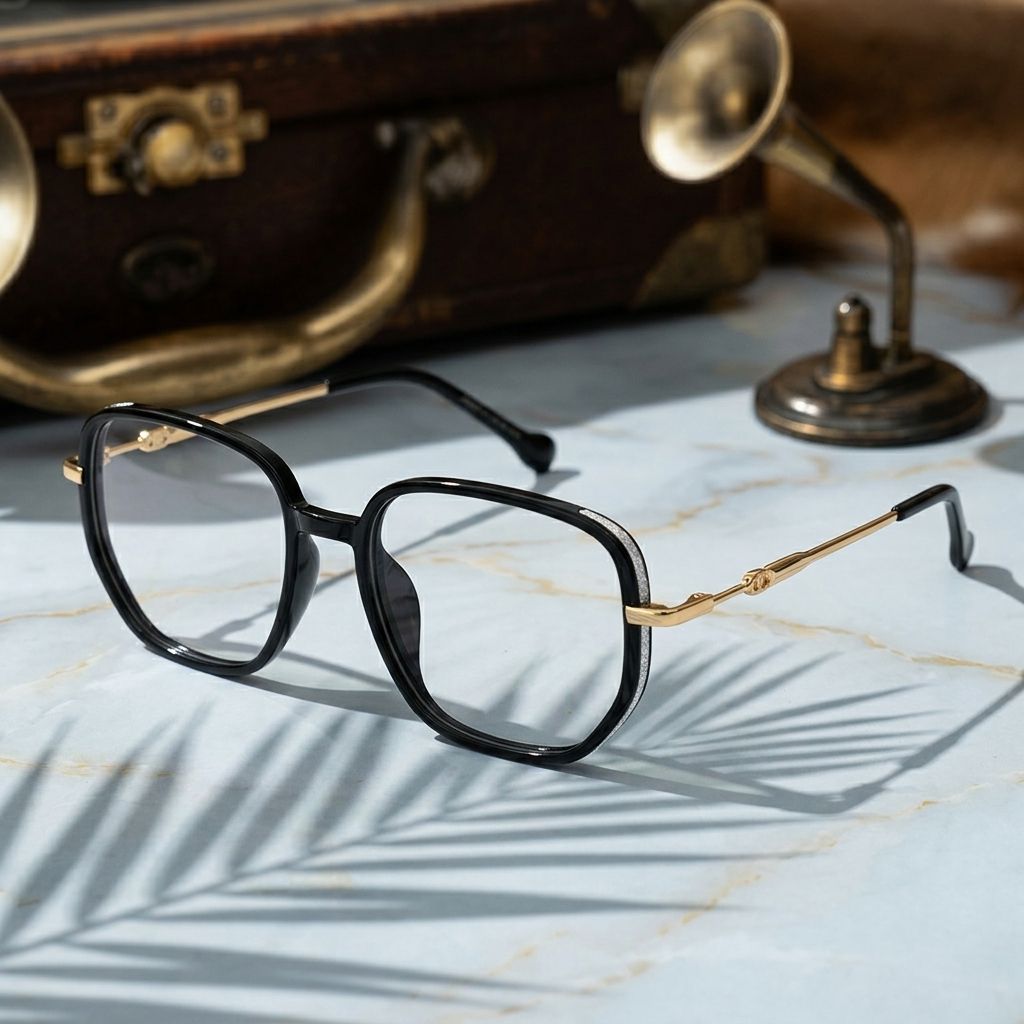 Joana Noir Géométrique lunettes0