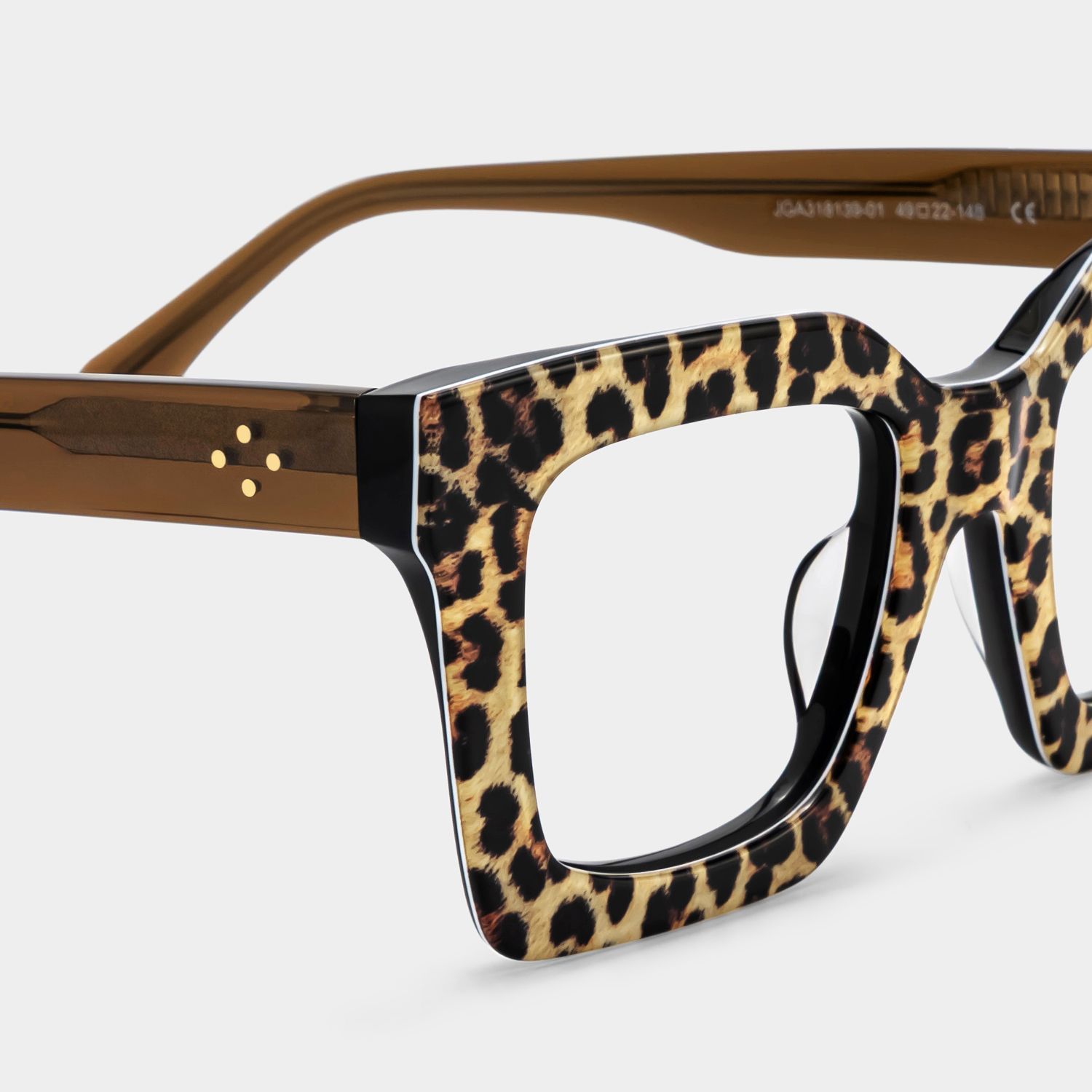 Lunettes à monture carrée en acétate imprimé léopard Megan pour femmes | ZEELOOL5