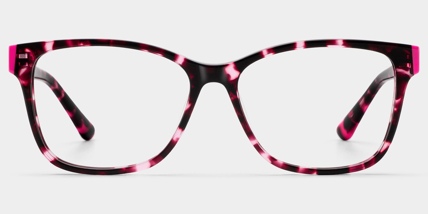 Eva Lunettes à Monture Rectangulaire Écaille de Tortue Rose | ZEELOOL1