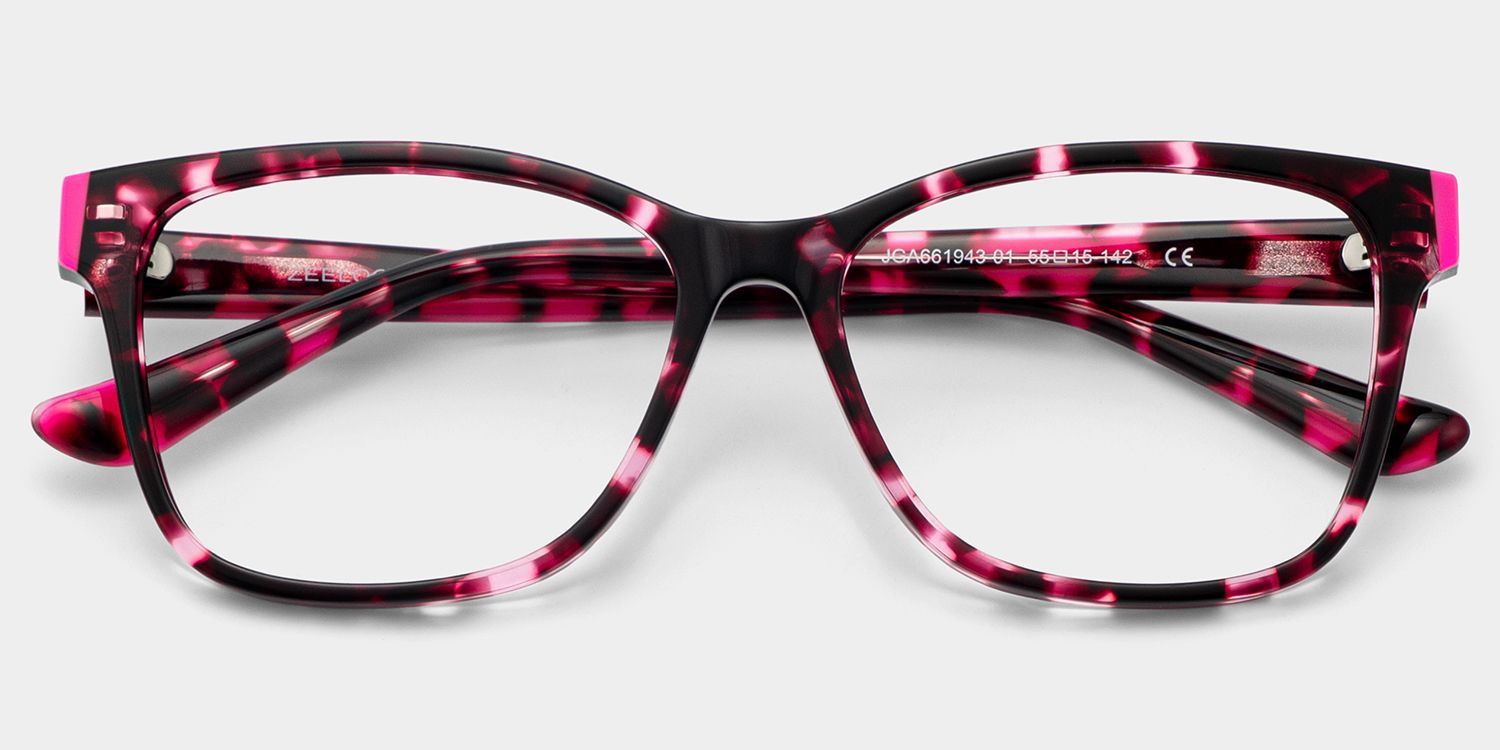 Eva Lunettes à Monture Rectangulaire Écaille de Tortue Rose | ZEELOOL2