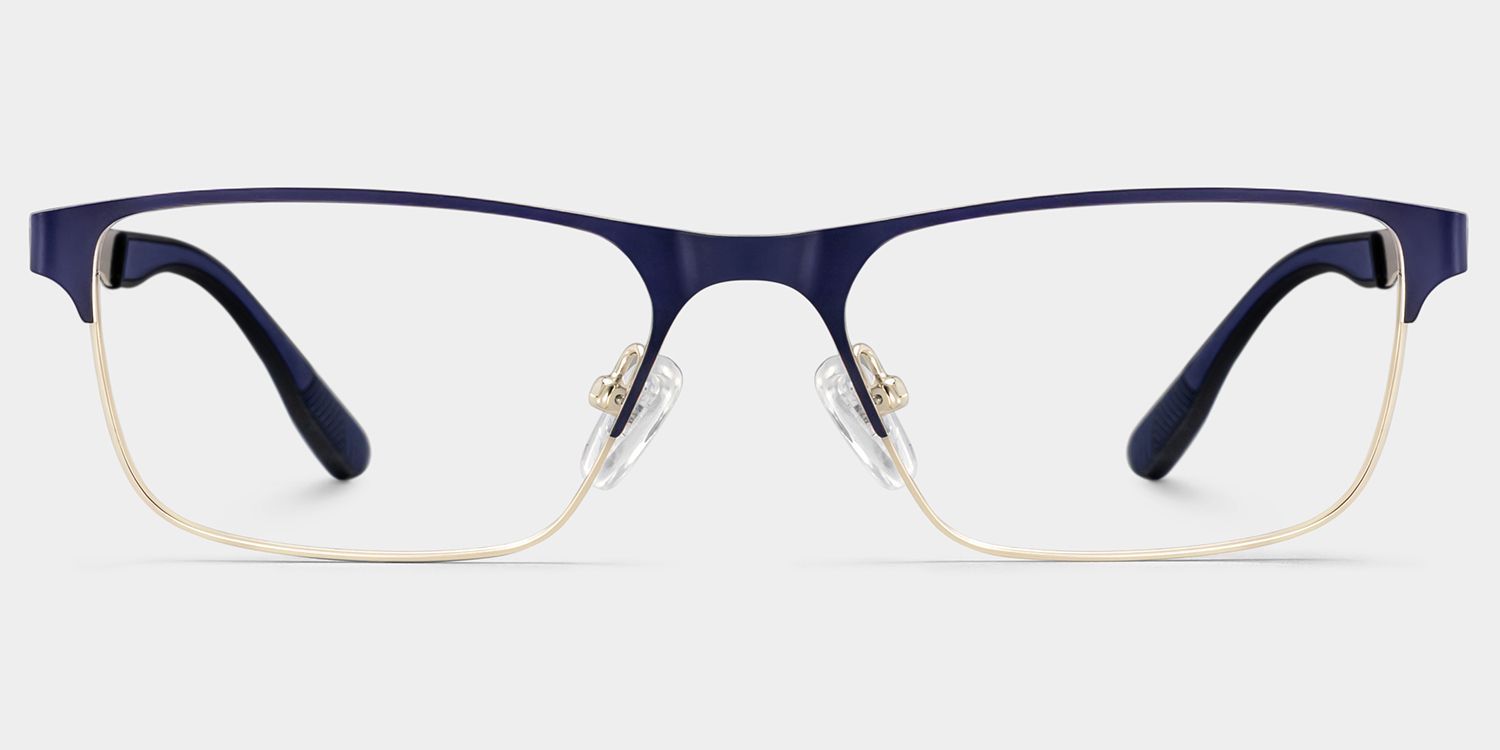 Design de monture de lunettes Kellen bleue demi-cerclée pour Hommes | ZEELOOL1