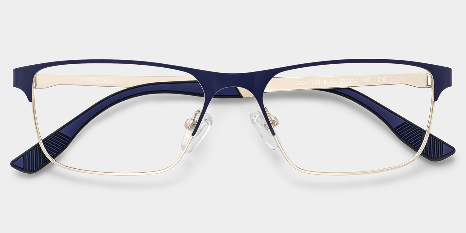 Design de monture de lunettes Kellen bleue demi-cerclée pour Hommes | ZEELOOL2