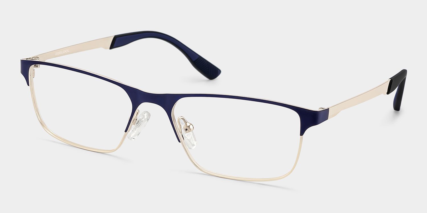 Design de monture de lunettes Kellen bleue demi-cerclée pour Hommes | ZEELOOL3