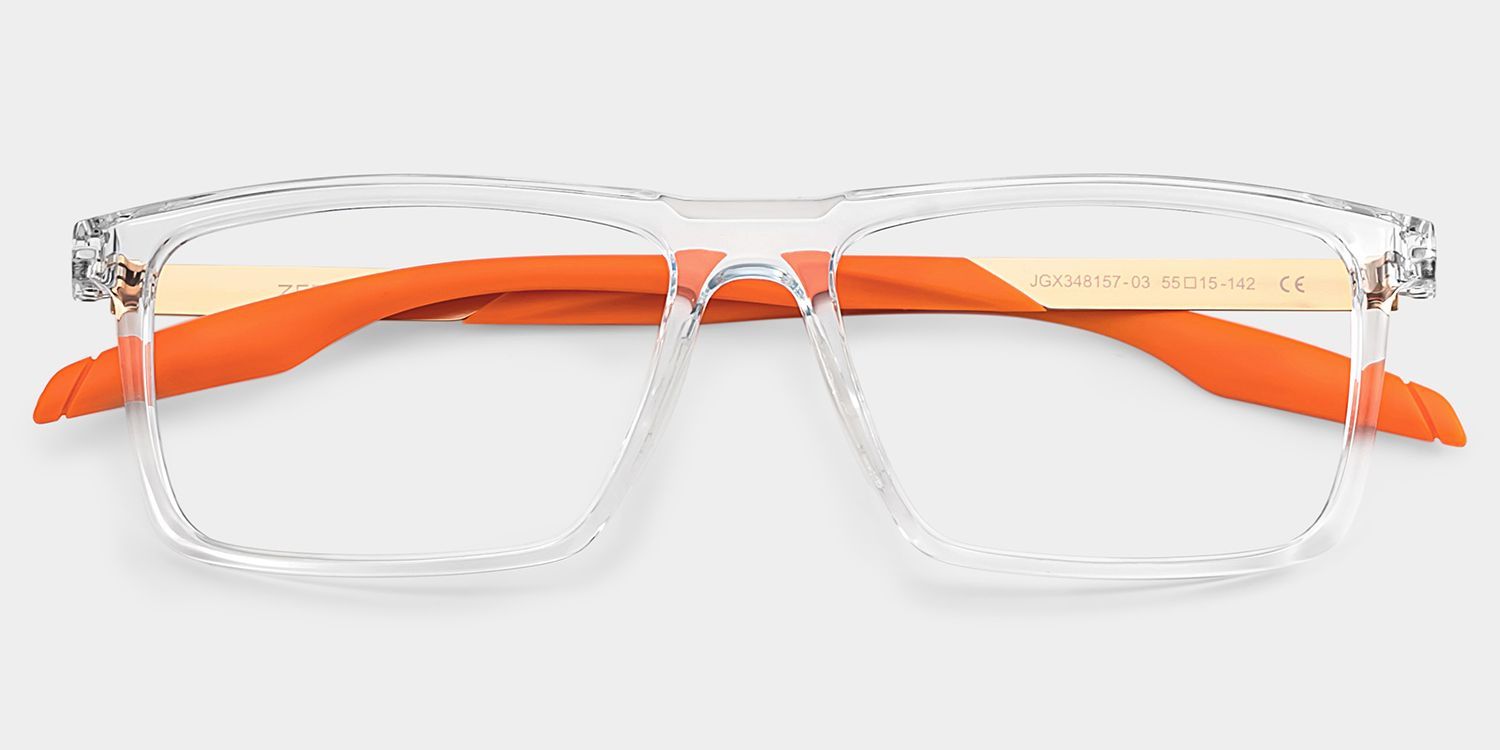 Lunettes Active à monture orange transparent avec monture rectangulaire en ligne | ZEELOOL1