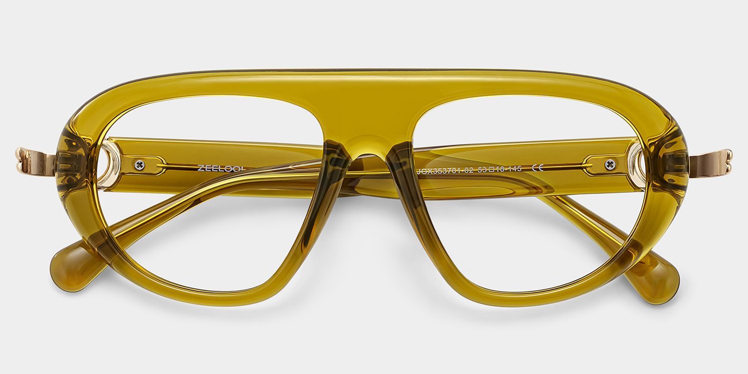Lunettes aviateur fines à monture pleine Aveline vertes | ZEELOOL2