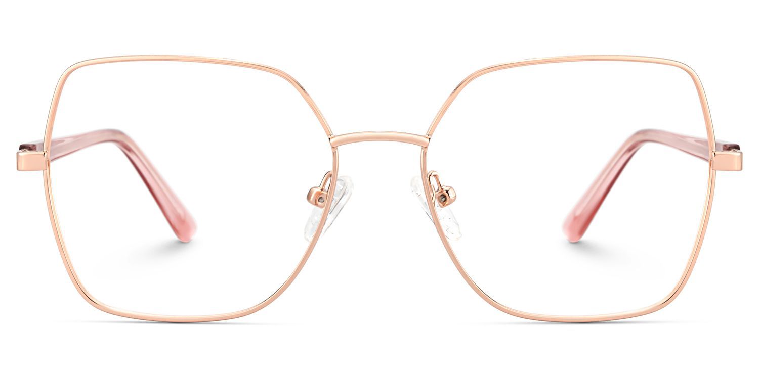 Lunettes or rose pour femmes avec des branches roses transparentes1