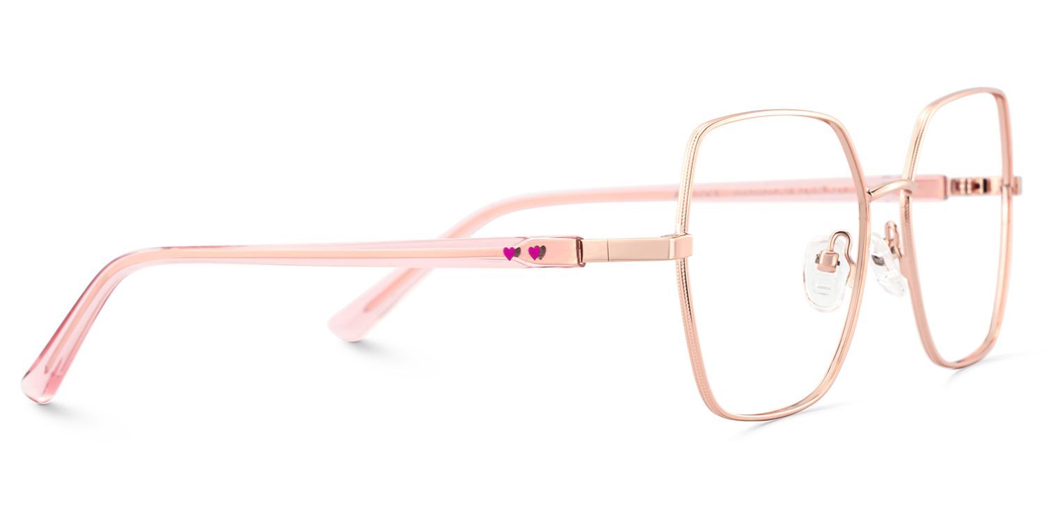Lunettes or rose pour femmes avec des branches roses transparentes4