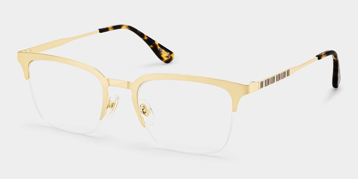 Monture de lunettes Browline dorée Peyton pour homme | ZEELOOL2