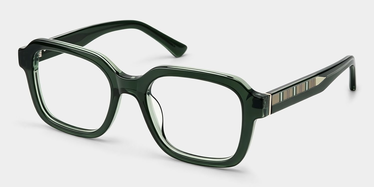 Montures de lunettes carrées vertes Parker pour femmes | ZEELOOL2