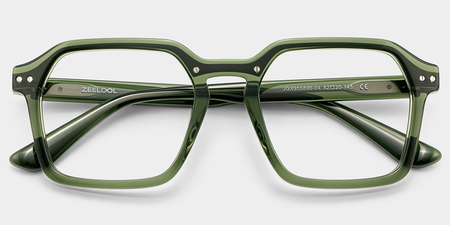 Lunettes Brendan Vertes Géométriques à Monture Mixte | ZEELOOL2