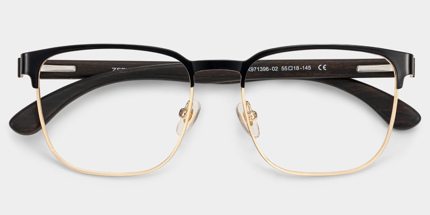 Lunettes demi-cerclées Luke noires et dorées en ligne | ZEELOOL1