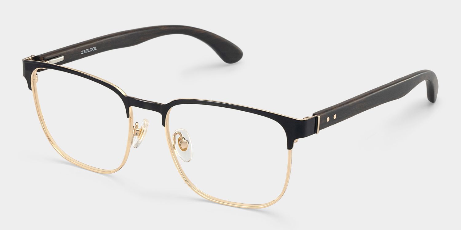 Lunettes demi-cerclées Luke noires et dorées en ligne | ZEELOOL2