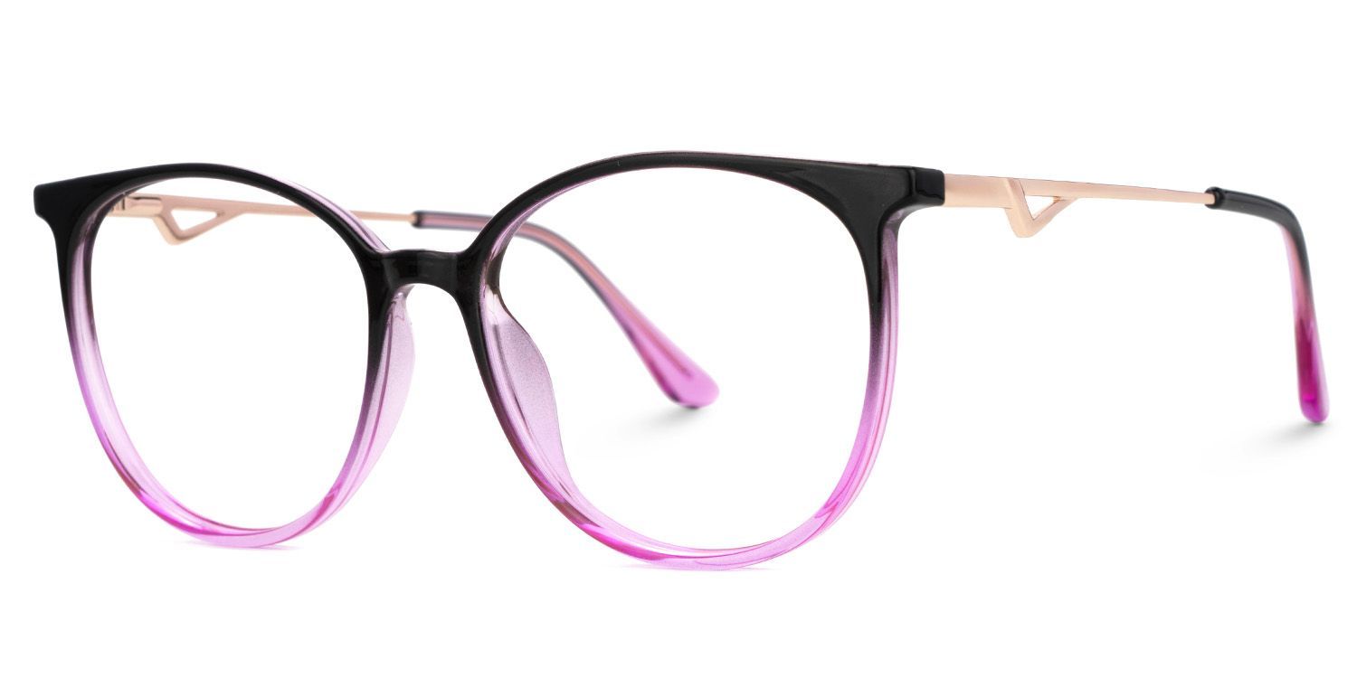 Lunettes Chanty rondes noir-violettes à monture fine | Zeelool1
