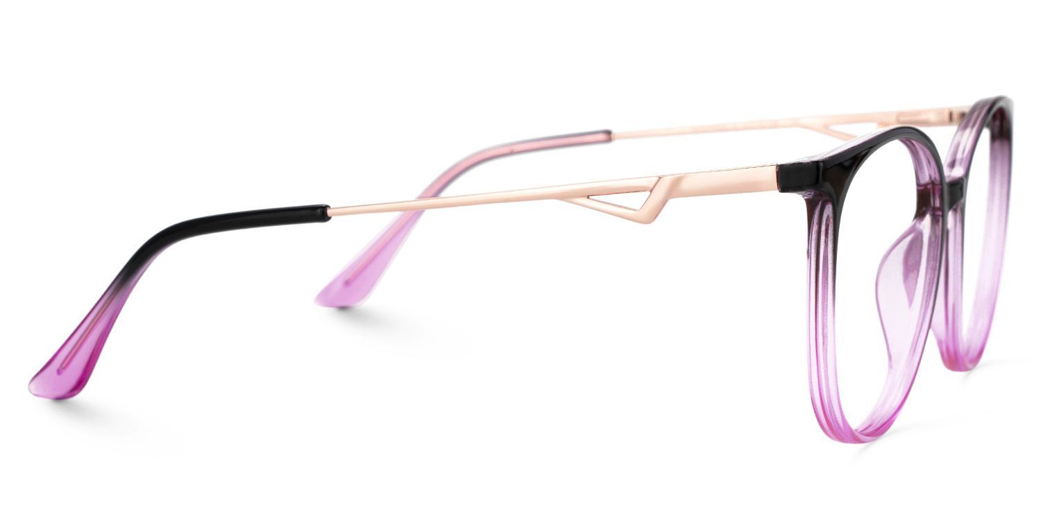 Lunettes Chanty rondes noir-violettes à monture fine | Zeelool2